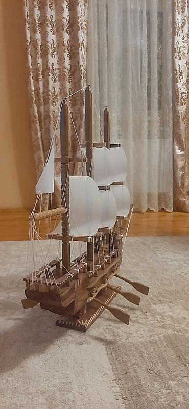 Книги и журналы: Taxta yelkənli gəmi maketi - Material: təbii ağac korpus, ağ rəngli — 3