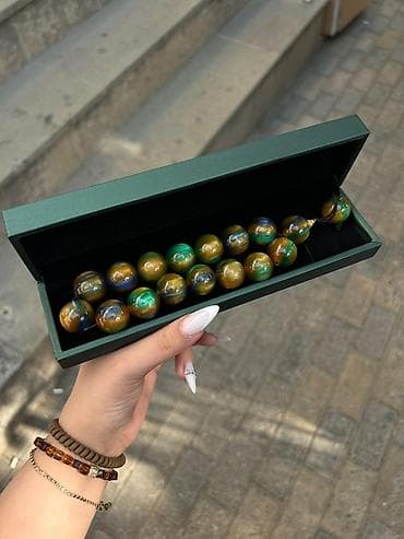 qizil pandora: Məhsul: Bəzəkli təsbeh dəsti - Material: Parlaq səthli, naxışlı sfera — 3