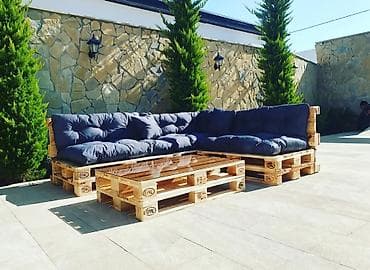 bal: Paletdən hazırlanmış modul künc divan və masa dəsti - Material: EPAL — 1