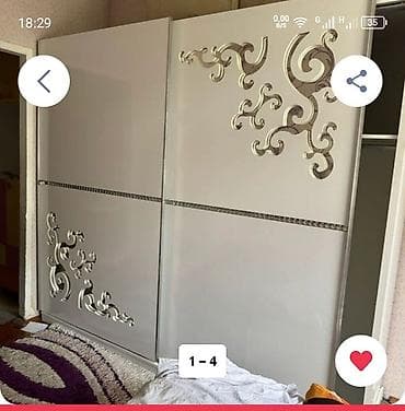 tavalar: Ağ rəngdə sürgülü qapılı şkaf-garderob. - Material: MDF/Laminate — 1