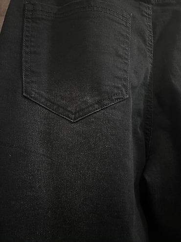 Hicab: Qara rəngli qadın/cins şalvar - Model: yüksək belli, düz-koniq siluet — 3