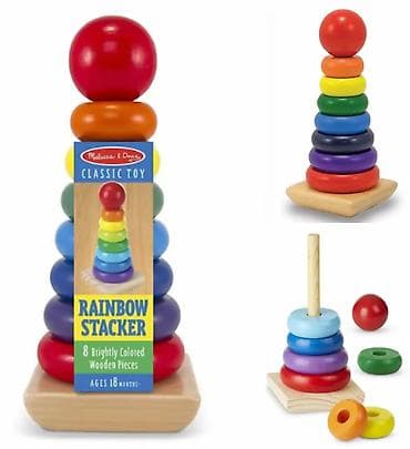 Melissa & Doug Classic Toy – Rainbow Stacker - 8 parlaq rəngli