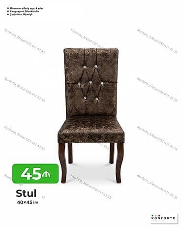 Stul – 40×45 sm - Yumşaq oturacaq və yüksək kürəklik - Kürək