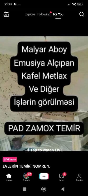 Paltar tikişi: Malyar, aboy, emulsiya, alçıpan, kafel, metlax, laminat və digər ev — 2