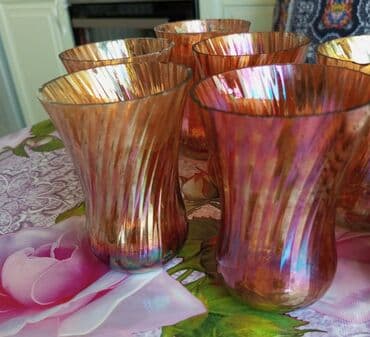 dest qab: Armudu stəkanlar, rəng - Narıncı, Şüşə, 6 ədədli dəst, Azərbaycan — 1