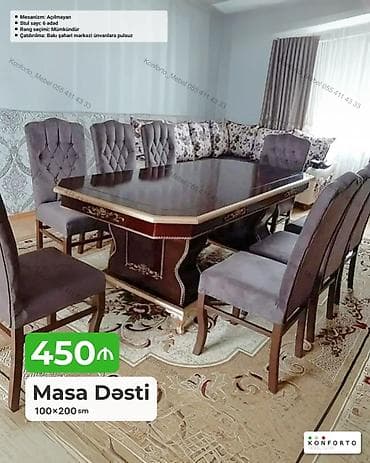Mebel: Masa Dəsti Ölçü: 100 × 200 sm Mexanizm: Açılmayan Stul lalafo.az -da Mebel: Masa Dəsti Ölçü: 100 × 200 sm Mexanizm: Açılmayan Stul