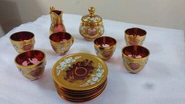 qab qaçaq: Qəhvə dəsti, rəng - Qızılı, Şüşə — 3