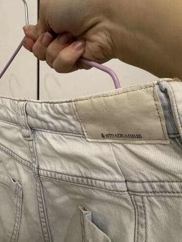 qabardindən qadın şalvarları: Cinslər, Stradivarius, M, rəng - Mavi — 3