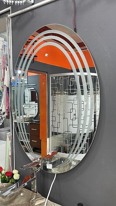 Зеркало Настенное, Круг, Для ванной, С узором