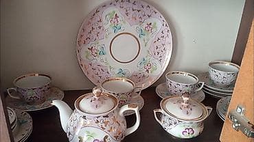 Çay dəsti, rəng - Qızılı, Farfor, 6 nəfərlik
