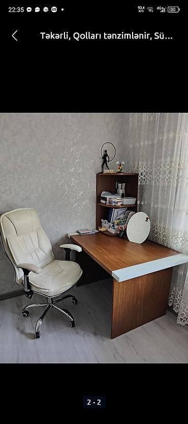 kreslosu: Yeni, Təkərli, Qolları tənzimlənir, Dəri — 8