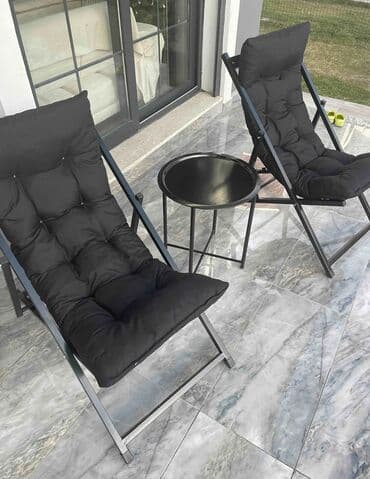 açılıb yığılan oturacaqlar (kreslolar): Həm şezlonqlar həm də sehpa qatlana bilir, komfortludur, bağ evi — 2