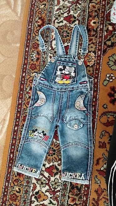 Uşaq üçün cins kombinezon - Material: klassik mavi yuyulmuş denim -