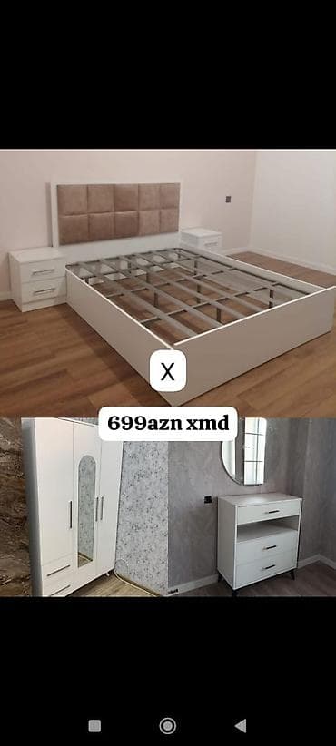 Mebel: Yataq otağı mebel dəsti Tərkibi: - Dəstə: çarpayı (başlıq yumşaq — 1