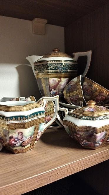 dəm caydan: Çay dəsti, rəng - Yaşıl, Farfor — 1