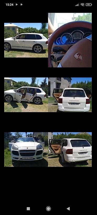 Porsche Cayenne Turbo – ağ rəngdə, 5 qapılı SUV. Qəhvəyi dəri salon lalafo.az -da Porsche Cayenne Turbo – ağ rəngdə, 5 qapılı SUV. Qəhvəyi dəri salon