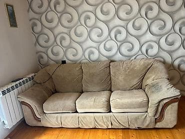 kunc mebel: Mebel dəsti 1) Yumşaq mebel - Rəng: bej - Material: yumşaq məxməri — 3