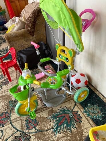 трехколесный велосипед с ручкой: Б/у Трехколесные Детский велосипед 14", Платная доставка — 2