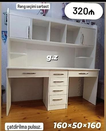 masa usaq: Düz masa, Stulsuz, Polkalı, Siyirməli, MDF — 1