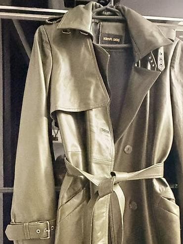 Sviterlər: Kemal Deri marka dəridən uzun trençkot - Material: həqiqi dəri — 3