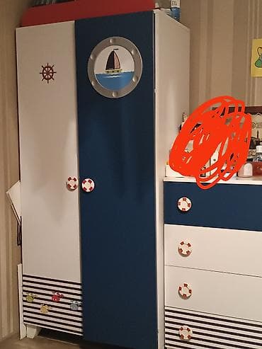 usag ucun: Uşaq otağı üçün dəniz temalı mebel dəsti - Rənglər: tünd mavi və ağ — 1