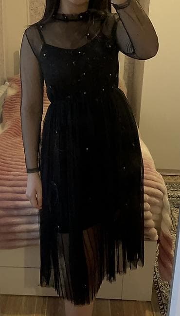 ucuz kurtkalar: Qara şifon/tyul don - Rəng: Qara - Dizayn: İkiqatlı – içdə qara — 3