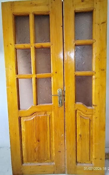 Təmir və tikinti: Taxta iç qapı dəsti - Material: təbii ağac (şam rəngli laklı səth) - — 2