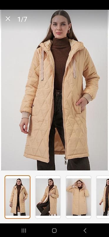 Qadınlar üçün uzun, kapüşonlu, q quilted şişmə palto/kurtka. - Rəng