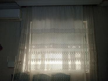 Zərif naxışlı tull pərdə dəsti - Rəng: ağ, şəffaf tull - Dizayn