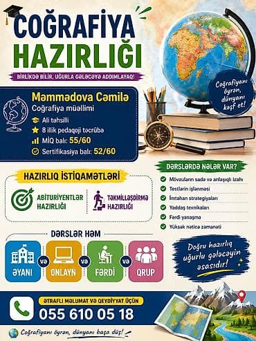 yuk: Repetitor, Coğrafiya, Azərbaycan dili, Abituriyent hazırlığı — 1