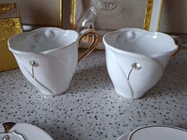 Bitkilər: Qəhvə dəsti, rəng - Ağ, Farfor, 2 nəfərlik — 4