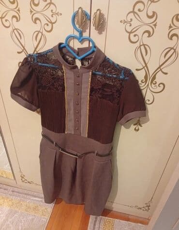 qisa don modelleri: Qadın geyim dəsti 1) Qəhvəyi mini don - Qısaqol, balıqçı tipli — 1