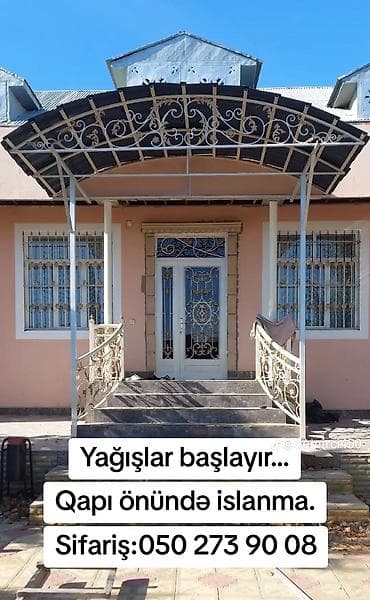 demir dam ortuyu: Dəmir karkaslı dekorativ giriş damı/ayvan örtüyü - Qapı qarşısını — 1