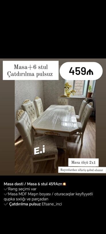 mdf material: MDF materialdan hazırlanmış, maşın boyası ilə rənglənmiş masa dəsti — 3