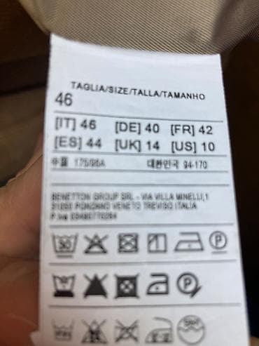 usta geyimi: Pencək, Benetton, Velvet, XL — 2