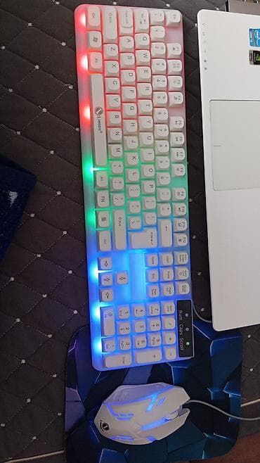 iphone 14 pro islenmis: LIMEIDE simli klaviatura və siçan seti 5 gündür alınıb - Rəng: ağ — 1