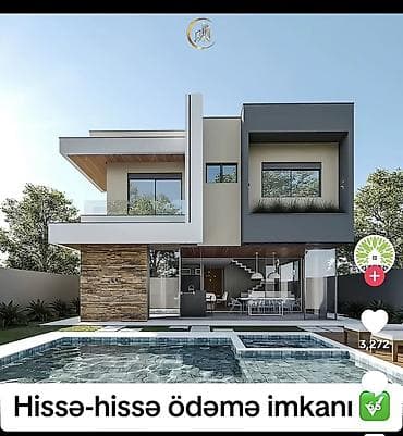 Müasir layihəli iki mərtəbəli fərdi yaşayış evi. Minimalist fasad