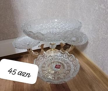 купить пластиковый бак для воды: Şüşə üçmərtəbəli meyvə/şirniyyat qabı - 3 səviyyəli dizayn: bir böyük — 1