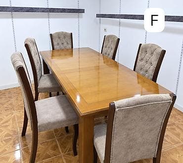 Masalar və oturacaqlar: İşlənmiş, Kvadrat masa, 6 stul — 1