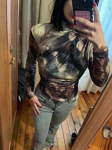 Qadın bluzası – uzunqol, boğazlı, elastik - Dizayn — 5