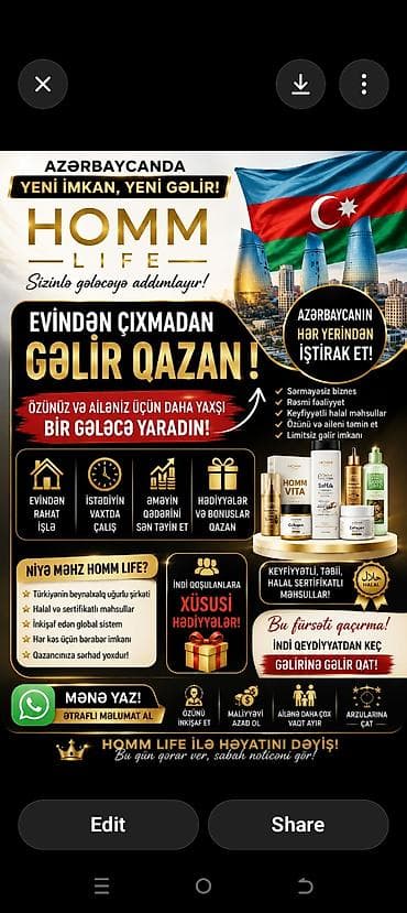 Hazır biznes: HOMM Life – Azərbaycanda yeni imkan! Evdən çıxmadan gəlir qazanmaq və — 1