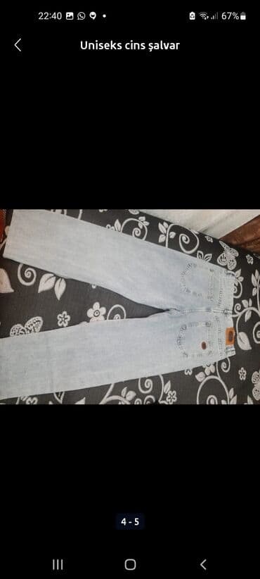 cins pencekler 2022: Uniseks cins şalvar - Rəng: açıq mavi (stonewash) - Kəsim: düz paça — 2