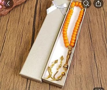 a klas: Təbii kəhrəba aksesuar dəsti - Material: 100% təbii kəhrəba (sarı — 9