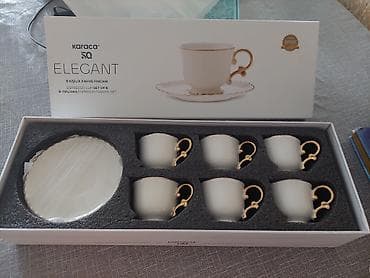 qapi ucun bezekler: Qəhvə dəsti, rəng - Ağ, Türkiyə — 1