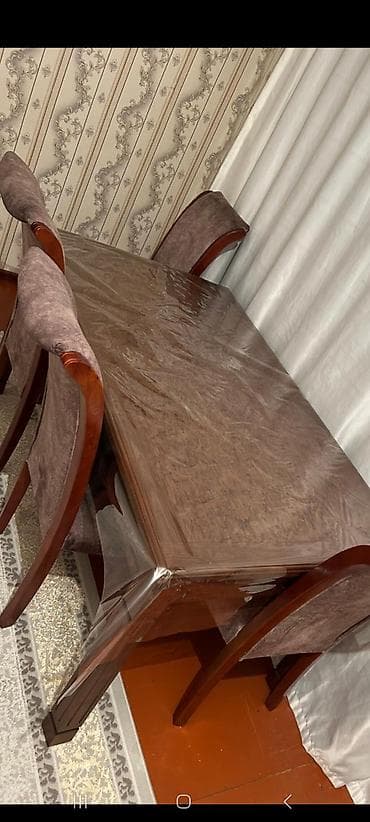 Qonaq otağı üçün, İşlənmiş, Açılan, Dördbucaq masa, 4 stul — 3