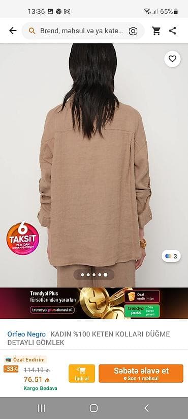 kətan sarocka: Salam metrolara çatdırılma var. Trendyoldan alınıb yenidir istifade — 5