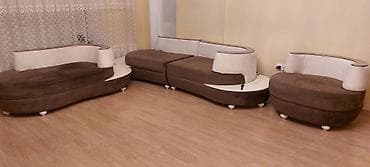 Modern dizaynlı 3-lü salon dəsti - Tərkib: 1 böyük modullu divan (iki