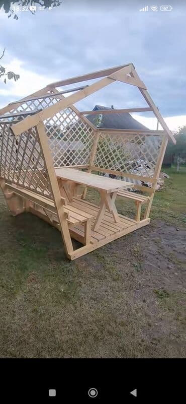 jaluzi perde: Bağ üçün dekorativ ağacdan hazırlanmış besedkalar - Material — 8