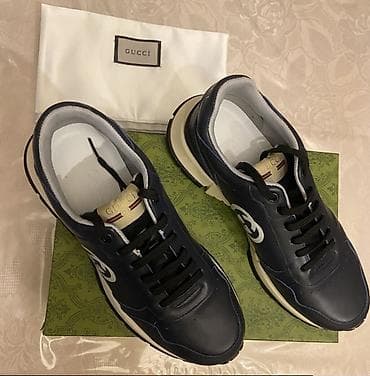 Şəxsi əşyalar: GUCCI kişi krossovkası - Rəng: Tünd göy üst, - Loqo“GUCCI” - — 7