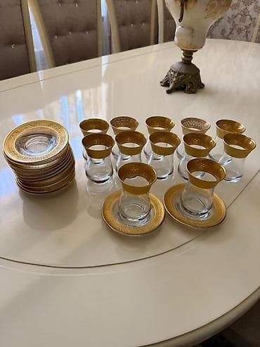 Çay dəsti, rəng - Qızılı, Şüşə lalafo.az -da Çay dəsti, rəng - Qızılı, Şüşə
